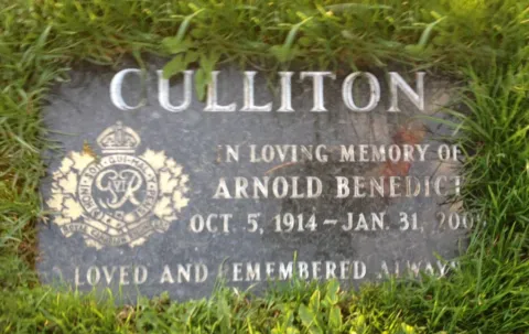 Sergeant Arnold Benedict Culliton (Ret’d) Headstone at Victoria Lawn Cemetery, London ON
