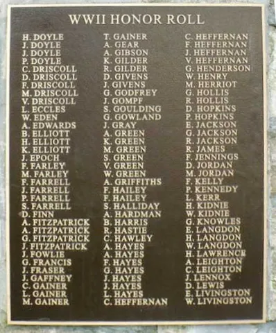 WWII Honour Roll, Arthur, Ontario, Canada, 