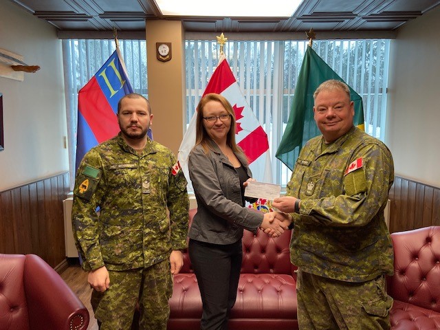 2019 Bursary WInner Janna Hotson-Richardson with Sgt Richardson  and WO Maynard(Petawawa CMEA President)