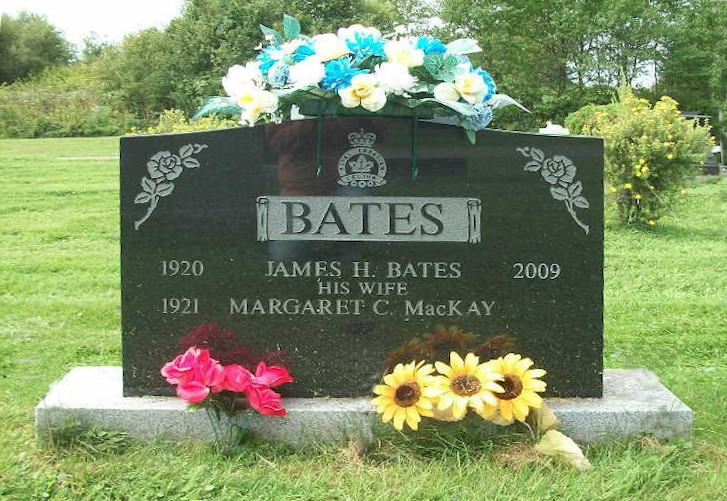 Grave of James Harvey “Jim” Bates and his wife in the Robie Street Cemetery in Truro, NS