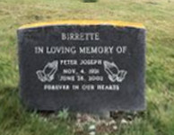 Lt PJ Birrette's Gravestone Holy Guardian Angels Cemetery, L'Ardoise, NS