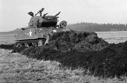 The RCE used Sherman dozer tanks for the first time in Italy on the Gothic Line