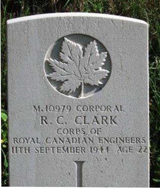 Cpl Clark's headstone in Gradara Cemetery