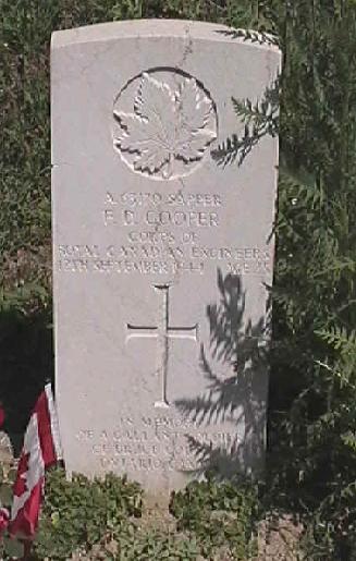 Sapper Francis Davidson Cooper's Headstone, Gradara Commonwealth War Cemetery, Pesaro, Italy