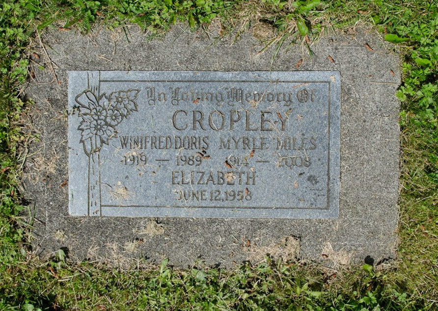 Myrle Miles Cropley Headstone, Mission BC