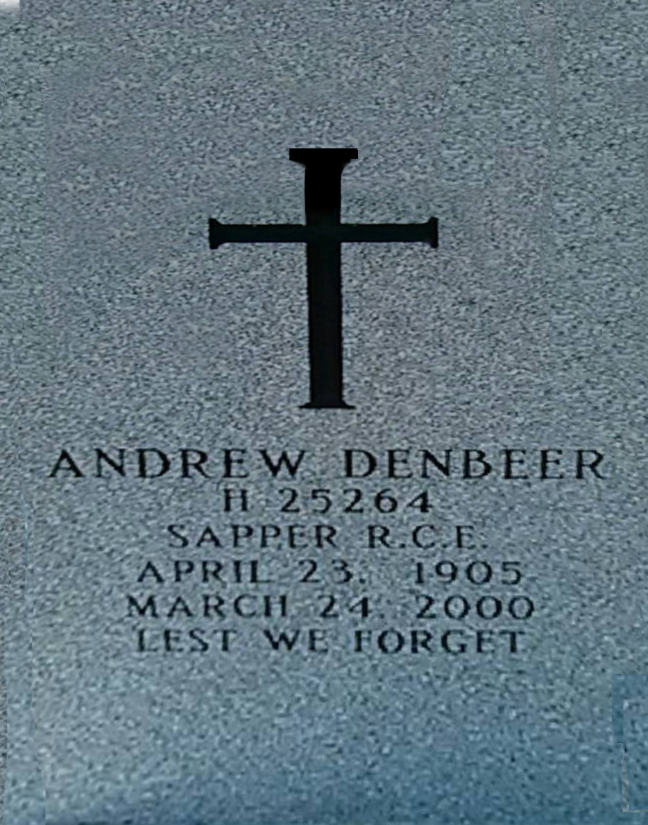 Andrew's Headstone in the Military Section at Brookside Cemetery in Winnipeg.  