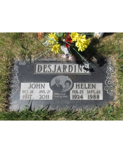 Gravemarker for Spr JL Desjardins in Rivercrest Cemetery, Sparwood, BC