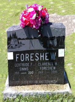 Clarence Howard Foreshew Gravestone Port and Loring Cemetery, Port Parry, ON