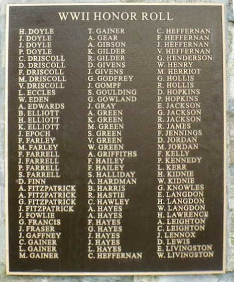 WWII Honour Roll, Arthur, Ontario, Canada, 