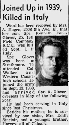 Spr Kenneth James Glover newspaper clipping