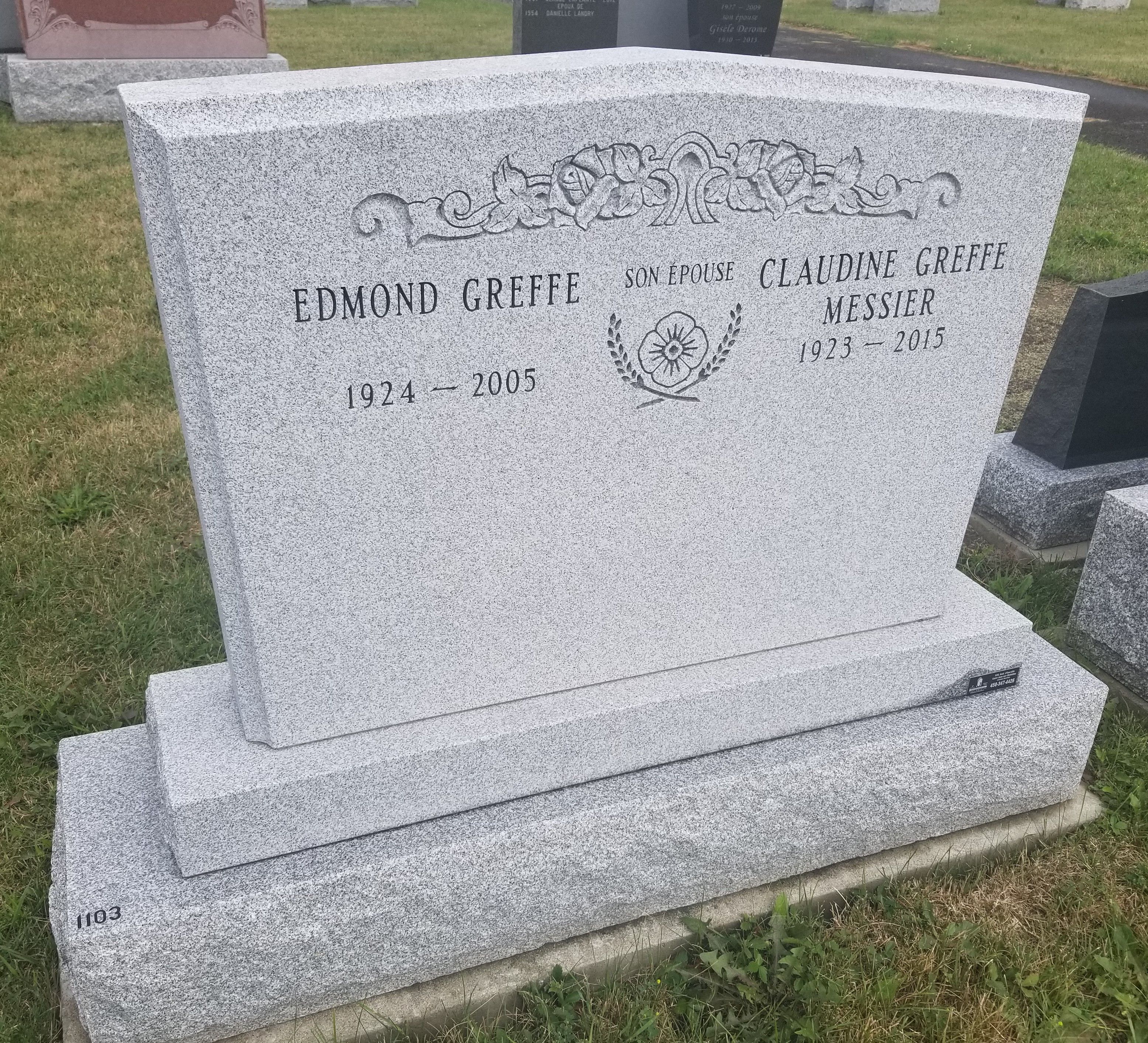 Edmond Raymond “Eddy” Greffe Headsone