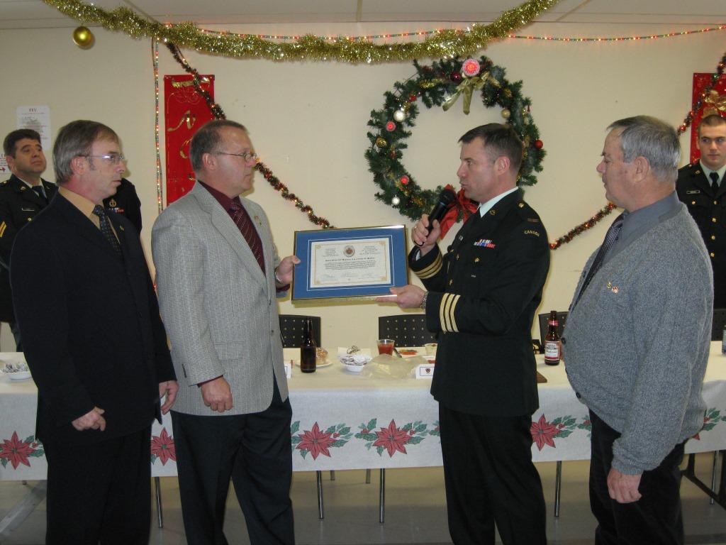 CWO R. Michaud, CD (Ret'd), Sgt B. Marcoux, CD (Reti'd), and Cpl H. Lambert, CD (Ret'd)