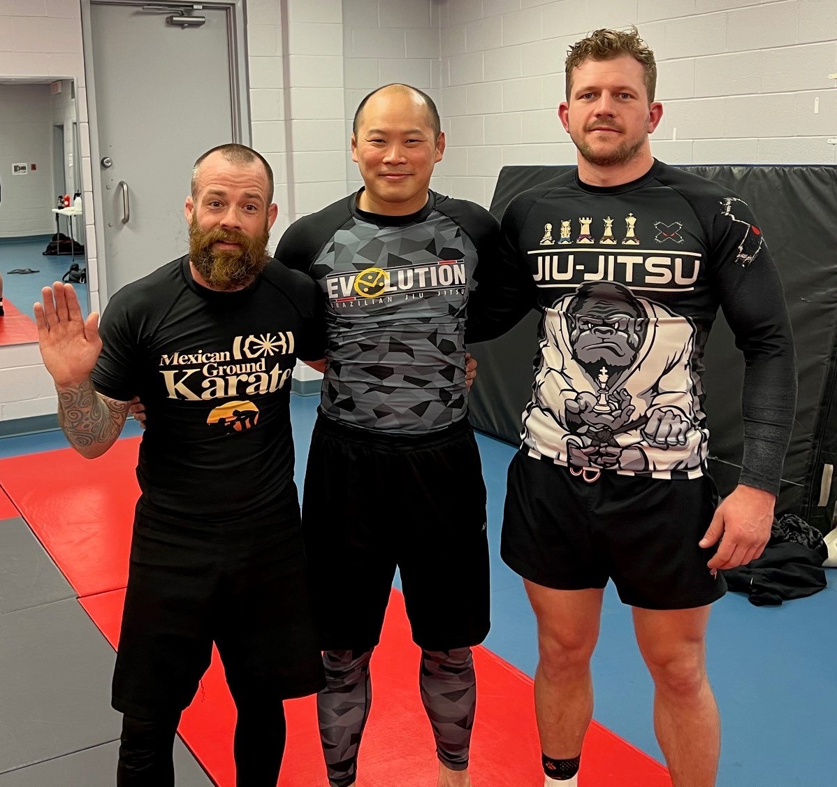 Goodbye – (L-R) BJJ warriors saying goodbye