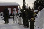Members of 4 Engineer Support Regiment practice weapons training in snow and icy conditions at 5 Wing during exercise NORTHERN SAPPER. It is important to hone these skills as there are many challenges to working with equipment in an arctic environment.