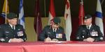 CWO Mark Baisley (RCR) hands appointment to CWO Shawn Croucher (RCE) - Photo by MCpl Robert LeBlanc