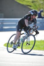WO Erica Oliver during the 180 km bicycle leg of the Esprit Triathlon (Ironman Distance) in 2011. Her total time for the event was 14 hours 18 minutes.