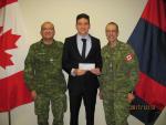 MCpl Mateus-Rodriguez, Bursary Winner Daniel, and CWO Chiasson