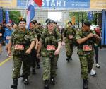 MCpl Justin Pike (left), MCpl Angela Abbey and Capt David Tischhauser, members of the Nijmegen National Capital Region Team Two, during the Ottawa Marathon, held May 29. The team did the 42 km marathon march as part of their work-up training for the upcoming Nijmegen Marches.