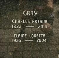Charles Arthur Gray, Grave Marker