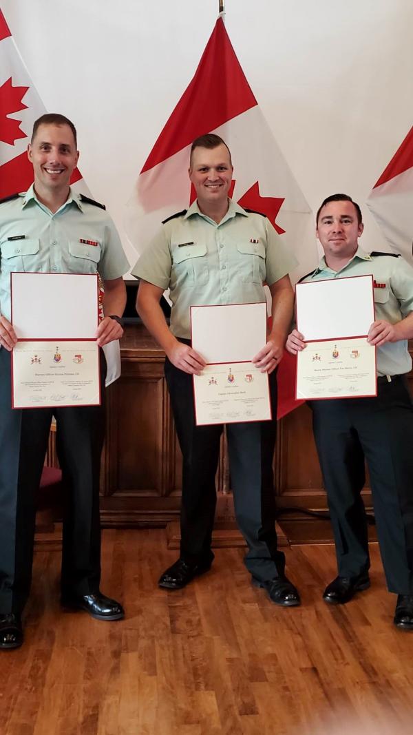 ATSO/ATWO Graduates (L to R): WO Nicolas Pruneau, Capt. Christopher Mack, MWO Tim Martin