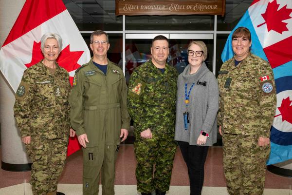 7 March 2025: The CDS, Chief of the Air Staff LGen Kenney, BGen Michaud, his wife and the RCAF CWO 
