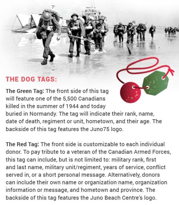 Juno Beach Centre Dog Tags