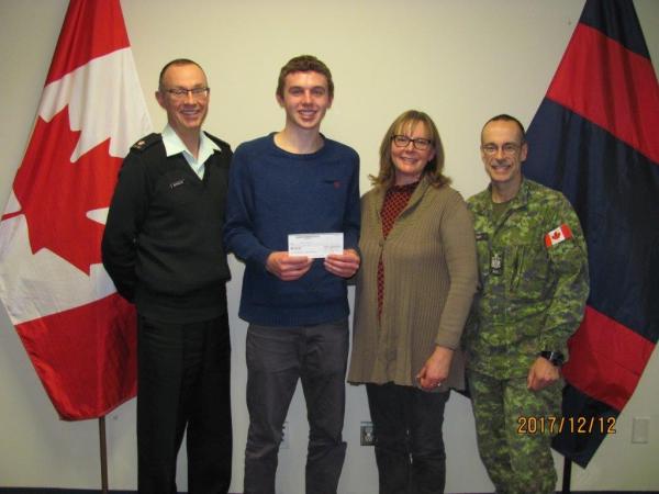 Maj Berghuis, Bursary Winner Peter, Mrs Berghuis and CWO Chiasson