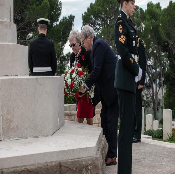 Wreath Laying during Commemorative Ceremony of the Italian Campaign at Agira Canadian War Memorial Sicily, 28 Nov 2019