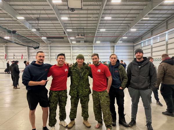 Grappling Team 1 CER – (L-R) Cpl Copy Paulson (1 CER), Cpl Johnson Phung (1 CER), Capt Kyle Ho (RPOU(W)), Cpl Brock Yates (1 CER), Cpl Ilya Karassev (1 CER), and MCpl Alastaire McDonald (1 CER)
