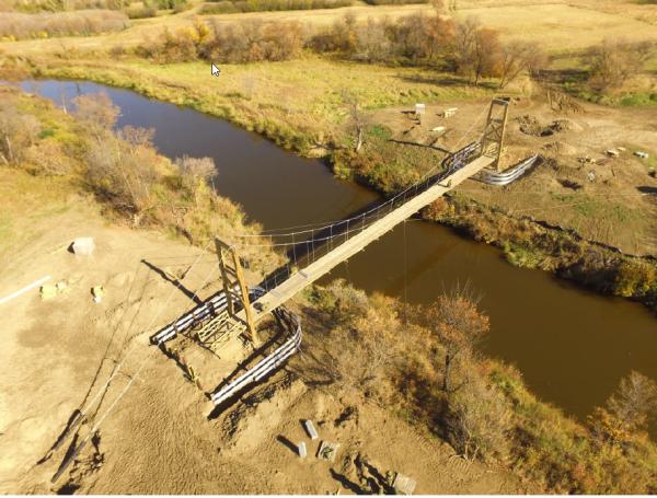 Pedestrian Suspension Bridge across the Moose Jaw River