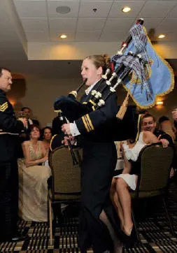 Maj Sarah House, CO 14 CES as she "volunteered" to pipe in the Port