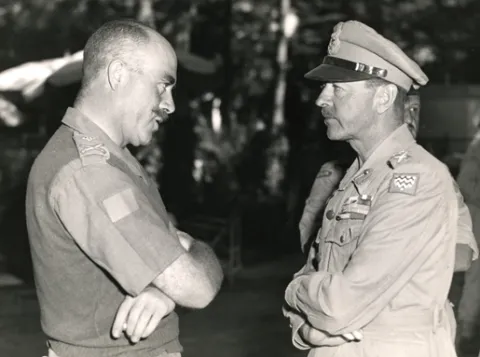 MAJOR-GENERAL CHRIS VOKES (LEFT) MEETS WITH FIELD MARSHAL SIR HAROLD ALEXANDER