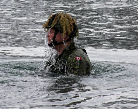 Member of 44 Fd Sqn takes the plunge