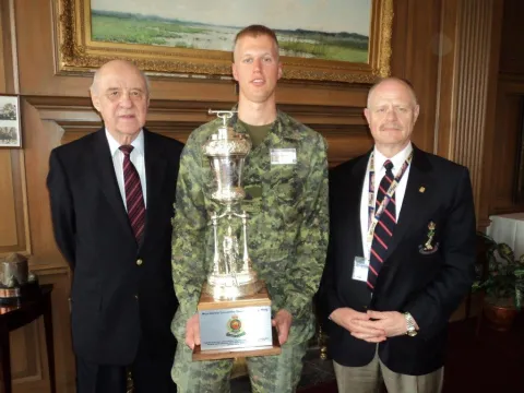 2012 Winner OCdt Bouwman with MGen Stewart and Dr. John Stewart