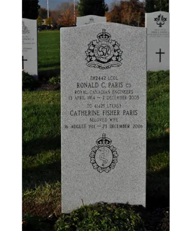 Headstone at Beechwood Cemetery Lt-Col Ronald “Ron” Cecil Paris CD (Ret’d)