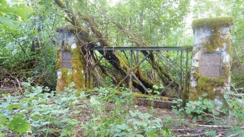 The overgrown Sapper Park Memorial south of Chilliwack Lake