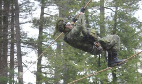 The classic 2-rope bridge that proved to be less effective than an aerial ropeway built from modern mountaineering equipment.