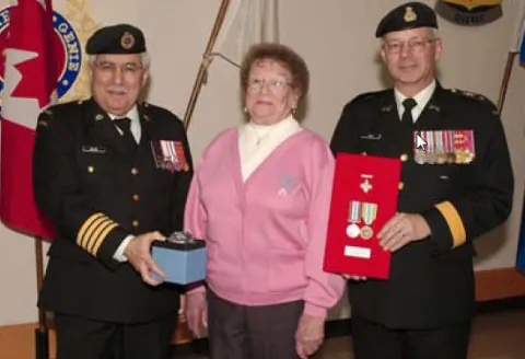 Col Comdt, BGen Gerry Silva, Mrs. Norma Hitchcock and BGen Steve Irwin J3 Engineer,