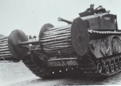Maj Sucharov's chespaling on a Churchill Tank