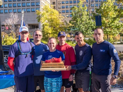 Q-Tips from RP Ops Gp comprised of Maj Jessie Knocklby, Maj P.A. Chéné, LCol Sarah House, Maj Pierre Muscat-Drago, and Col Martin Gros-Jean. They finished in a time of 25m30s.
