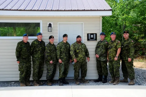 Members of 4 Engineer Support Regiment upon handing over the finished building to the Oromocto Food Bank