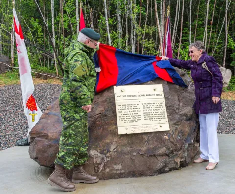 Cairn in Daruvar, Croatia memorializing Sgt Mike Ralph who was killed in 1992.