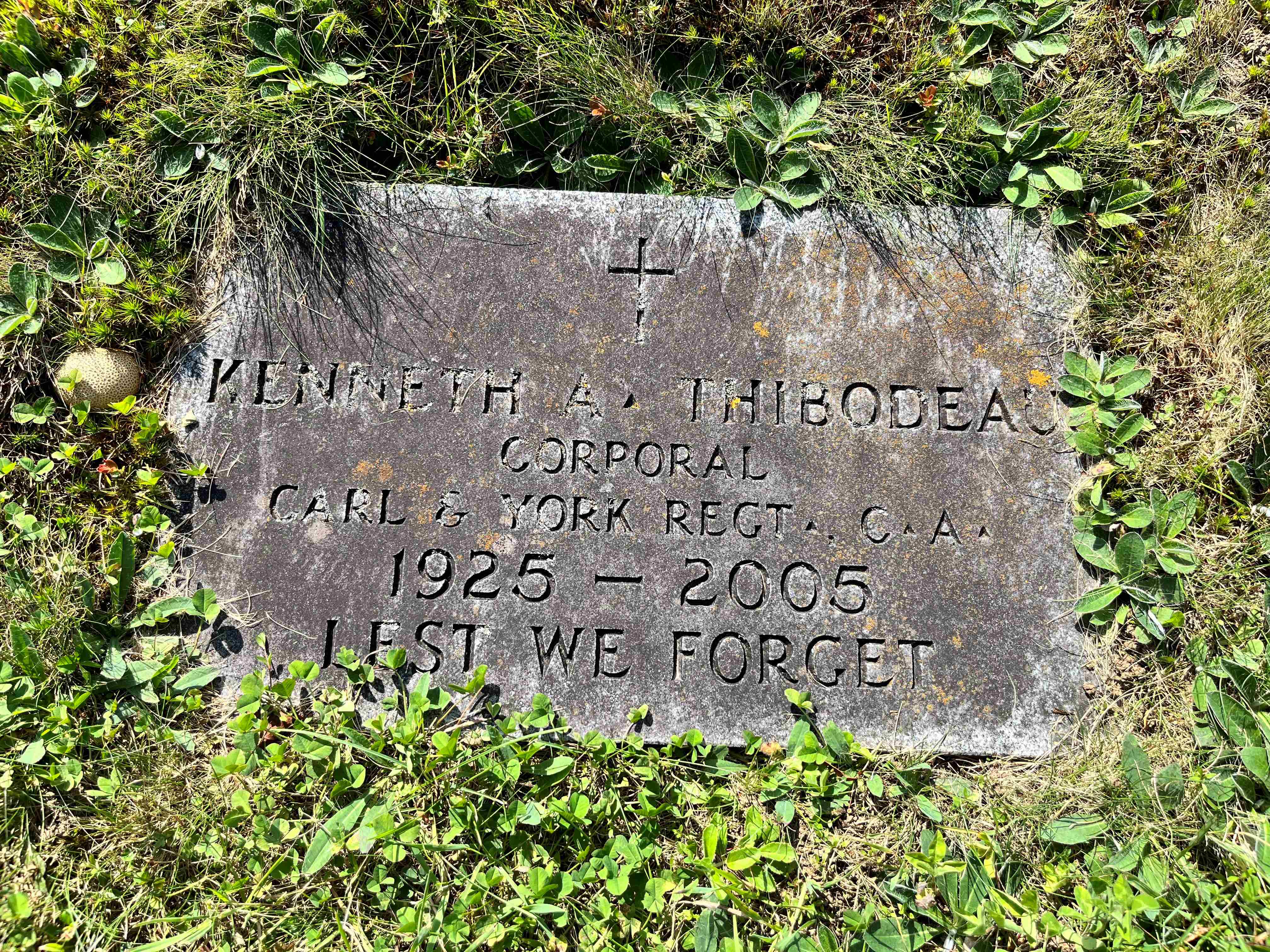  Spr Kenneth Thibodeau's Gravemarker in the Greenwood Cemetery, Saint John