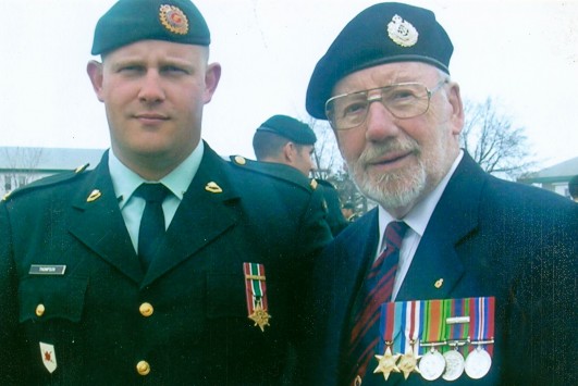 William (Bill) Ludlow with his grandson, Sergeant Scott Thompson of the Canadian Combat Engineers in 2007